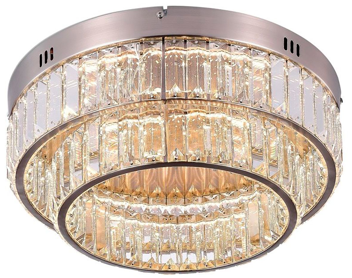 Image 2 Stella 15.74" Wide Satin Nickel Flush Mount With Clear Crystal Shade more views