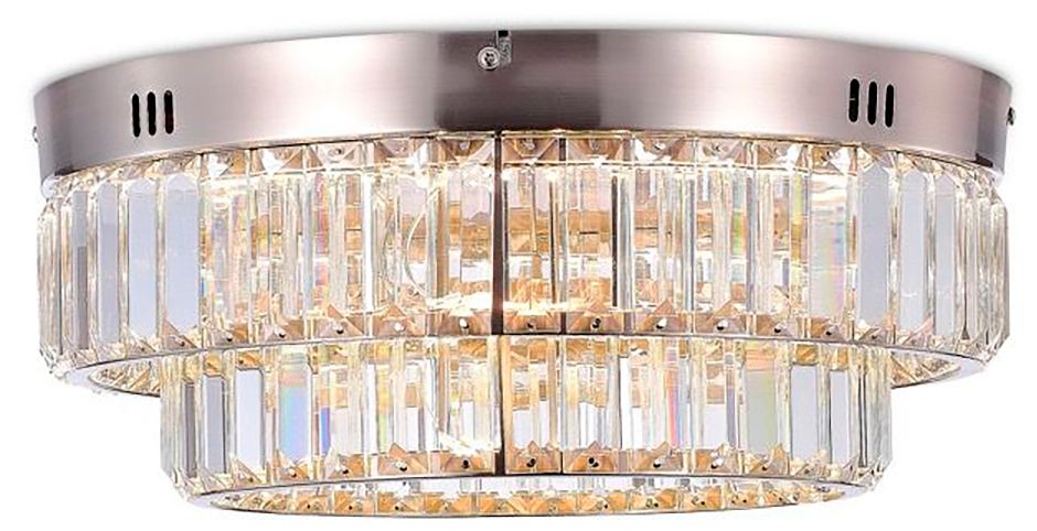 Image 3 Stella 15.74" Wide Satin Nickel Flush Mount With Clear Crystal Shade more views