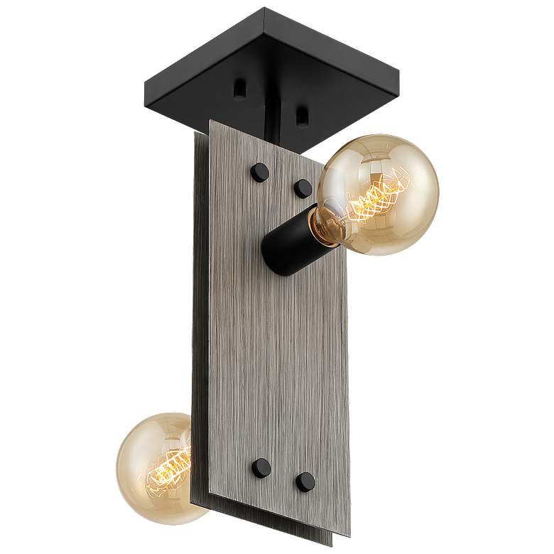 Image 1 Stella; 2 Light; Semi-Flush Fixture; Driftwood Finish with Black Accents