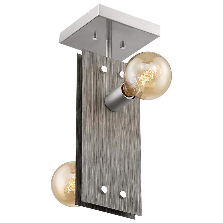Image 1 Stella; 2 Light; Semi-Flush Fixture; Driftwood Finish