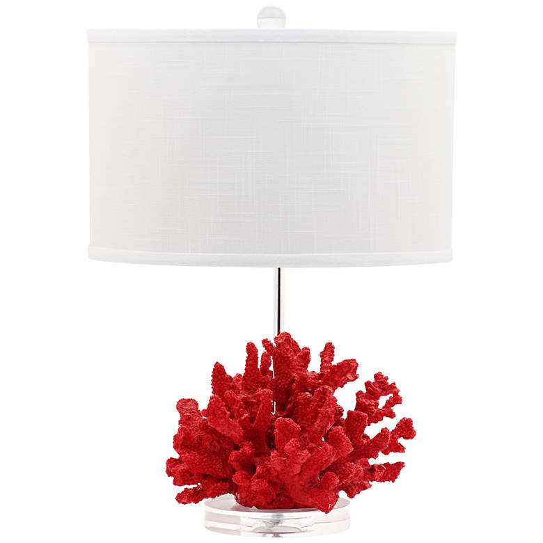 Image 1 Stella 20 3/4 inch High Maris Red Coral Bloom Accent Table Lamp