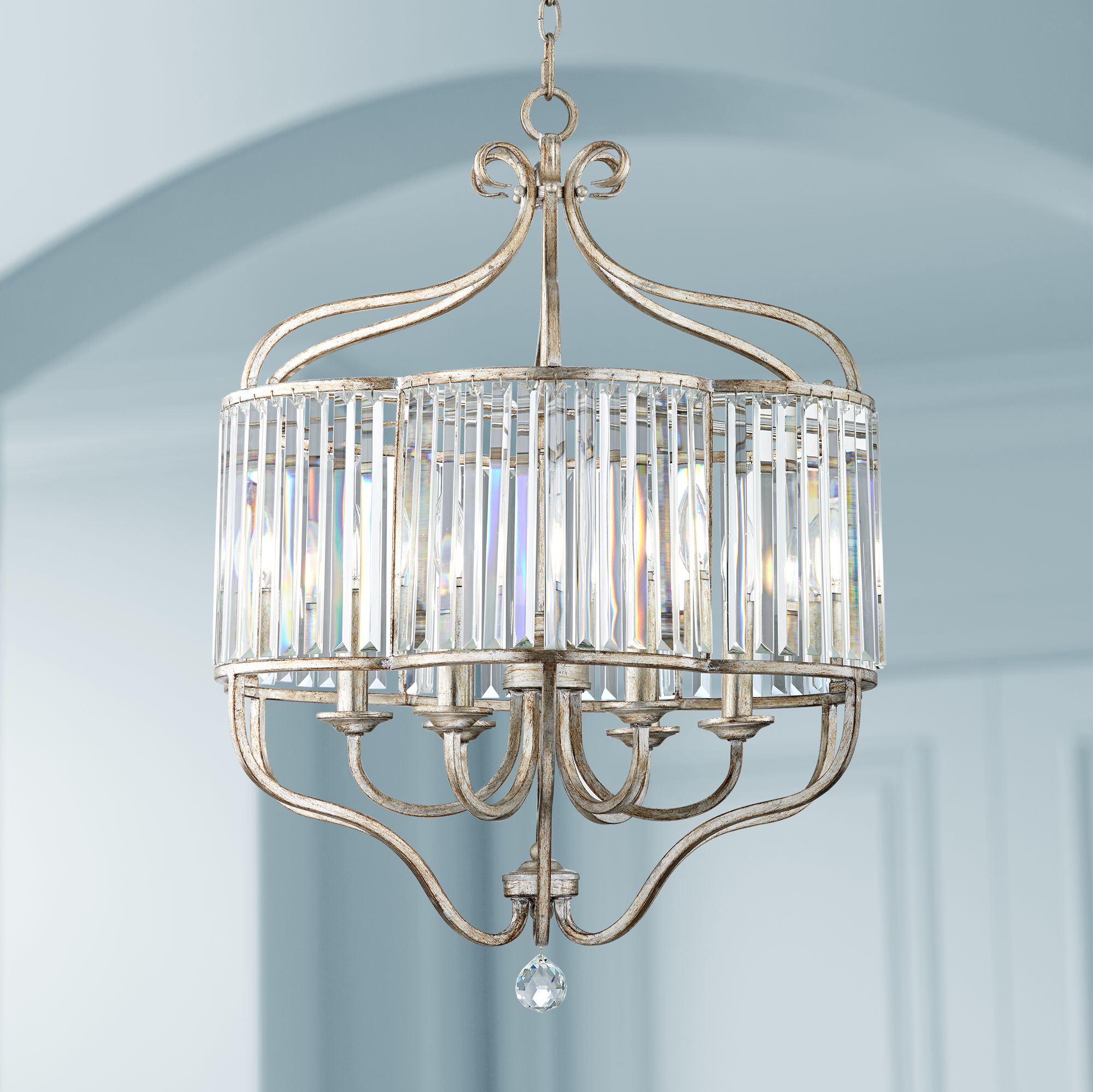 6 light glass chandelier