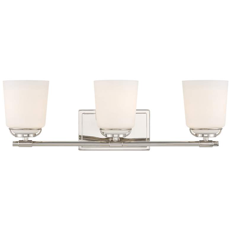 Image 1 Stella 23.5 in. 3-Light Polished Nickel Modern Vanity Light with Shade