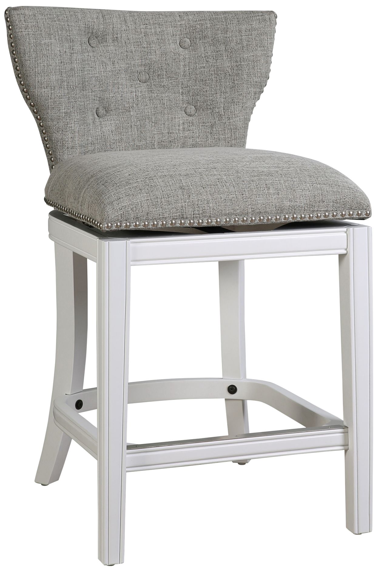 Image 2 Stella 26" Gray Tufted Fabric Swivel Counter Stool