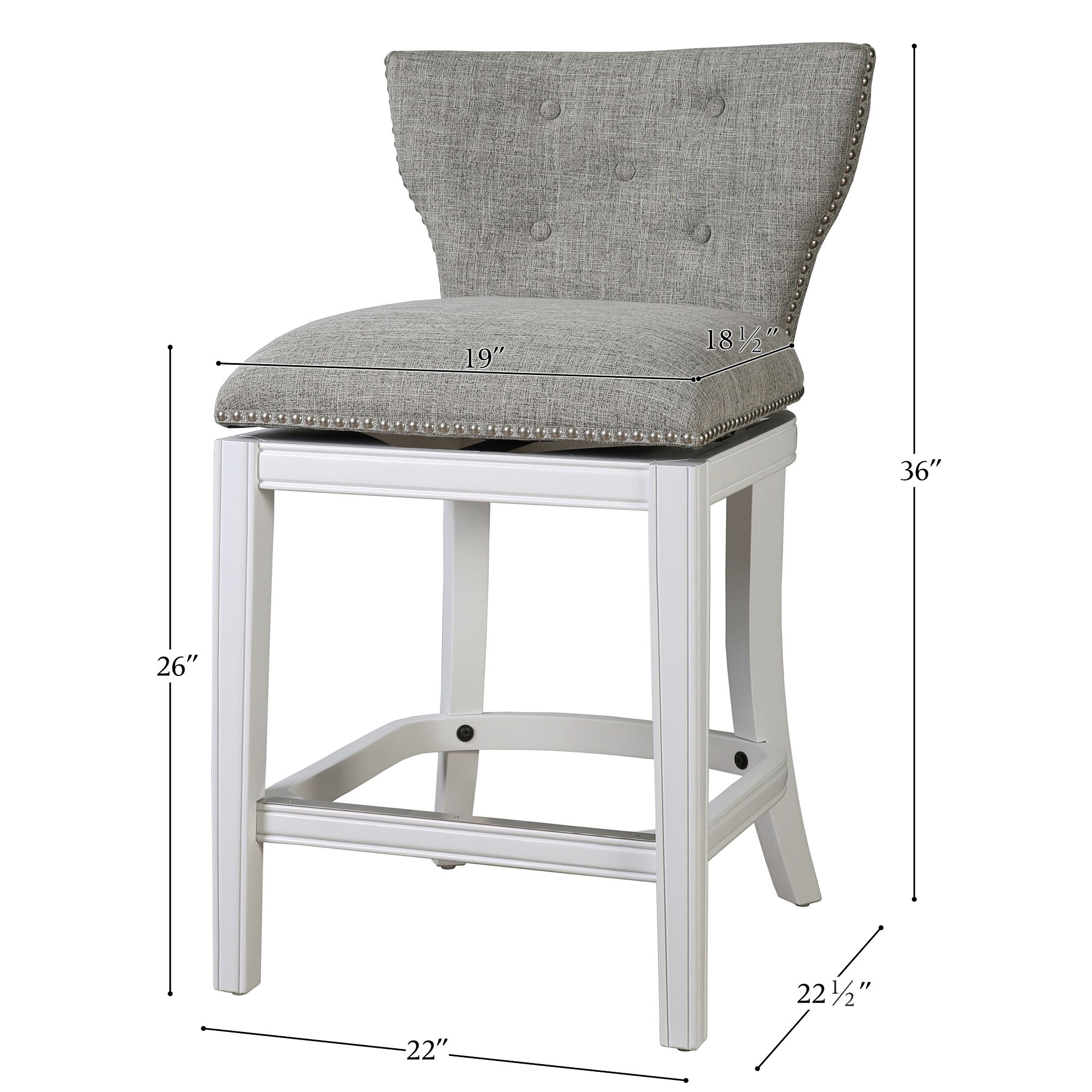Image 6 Stella 26" Gray Tufted Fabric Swivel Counter Stool more views
