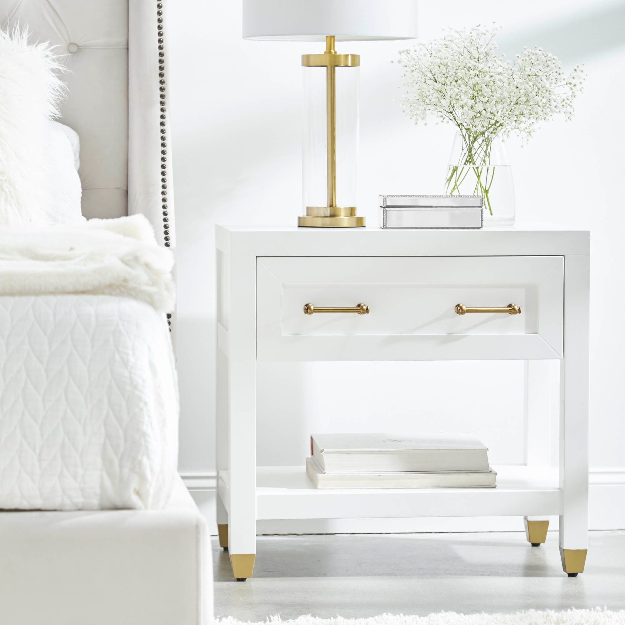 White and deals wood nightstand