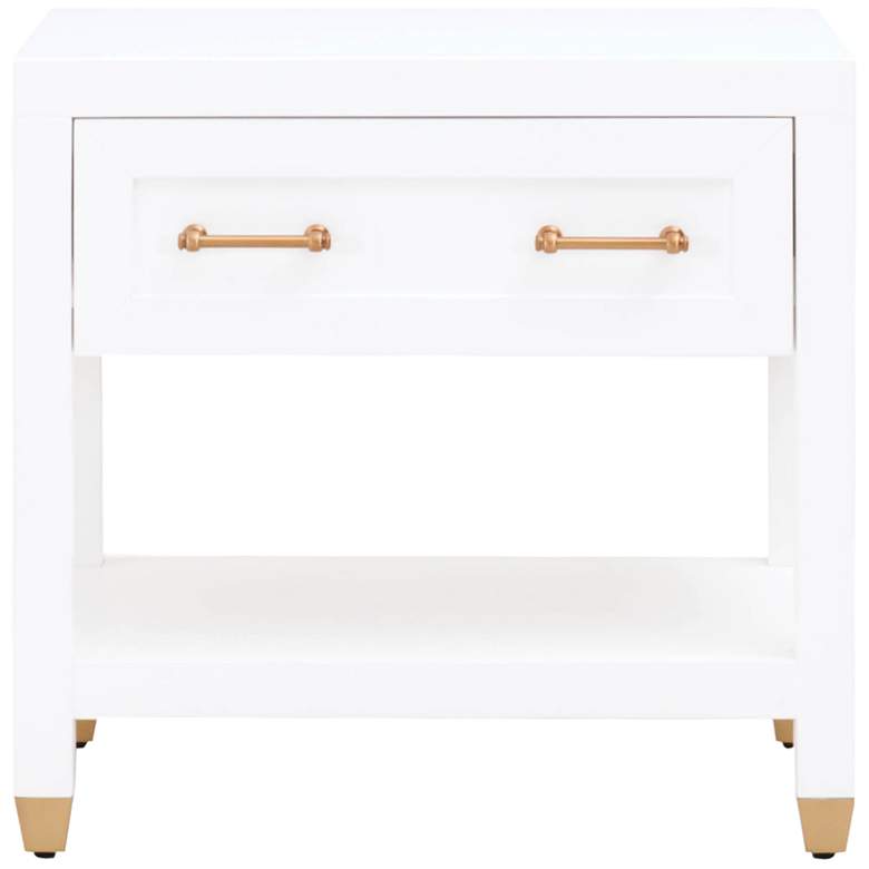 Image 3 Stella 28" Wide Matte White Wood 1-Drawer Wood Nightstand more views
