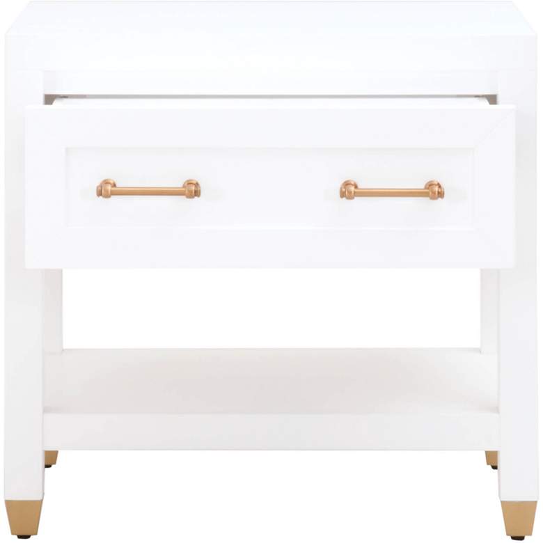 Image 4 Stella 28" Wide Matte White Wood 1-Drawer Wood Nightstand more views