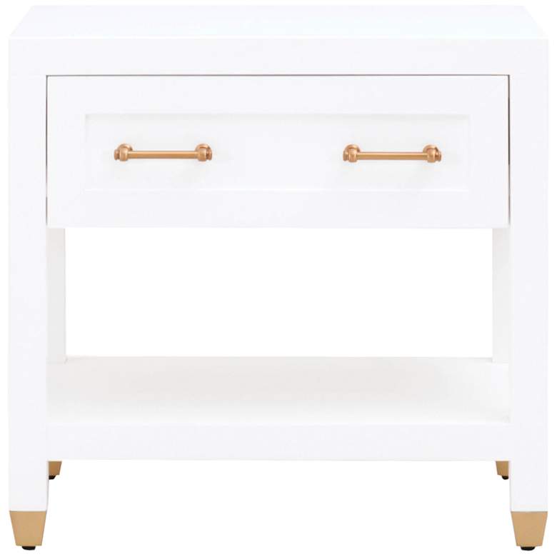 Image 2 Stella 28" Wide White and Brass Modern Luxe Nightstands Set of 2 more views
