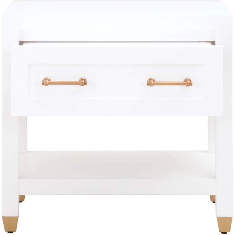 Image 3 Stella 28" Wide White and Brass Modern Luxe Nightstands Set of 2 more views