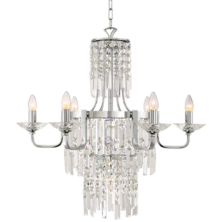 Image 1 Stella 29 inch Wide Chrome with Crystal 7-Light Chandelier