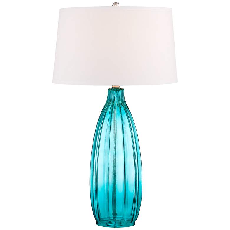 Stella 30&quot; High Blue Fluted Glass Table Lamp