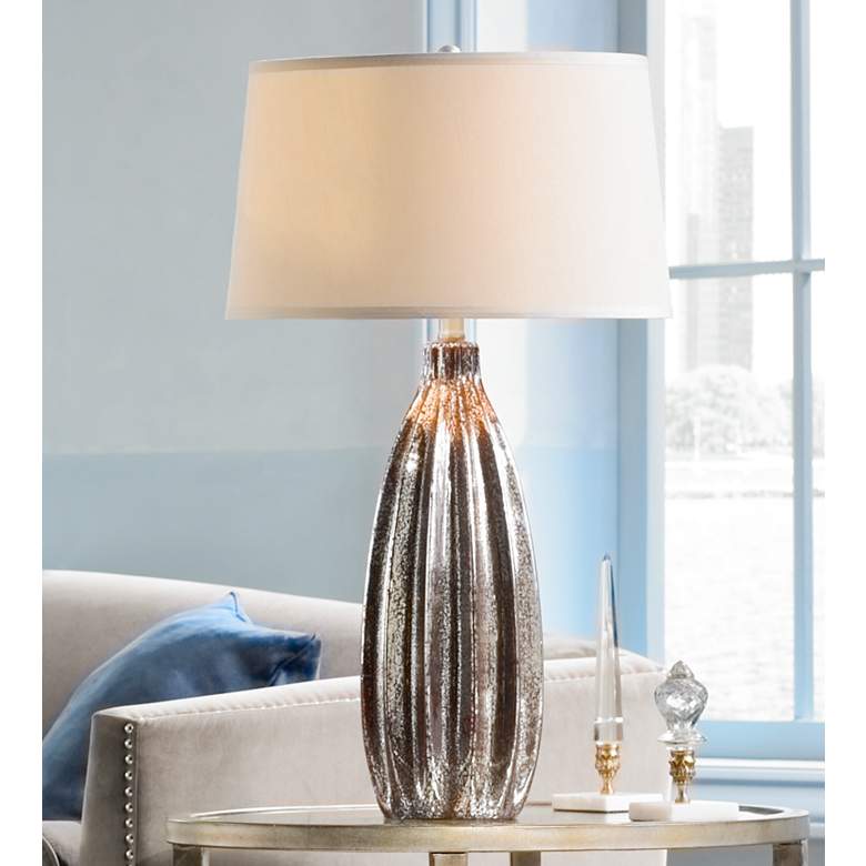 Image 2 Stella 30 inch High Fluted Mercury Glass Table Lamp