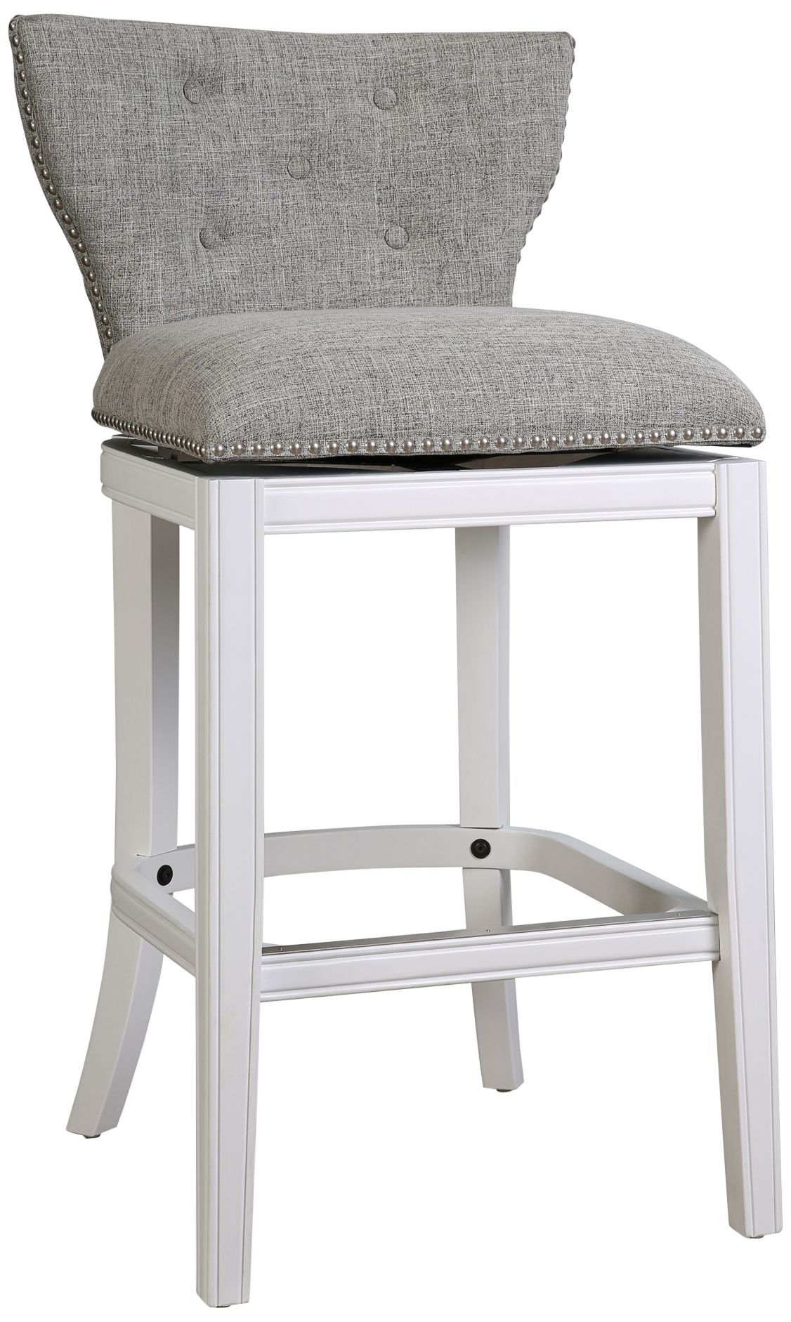 Image 2 Stella 31" Gray Tufted Fabric Swivel Bar Stool