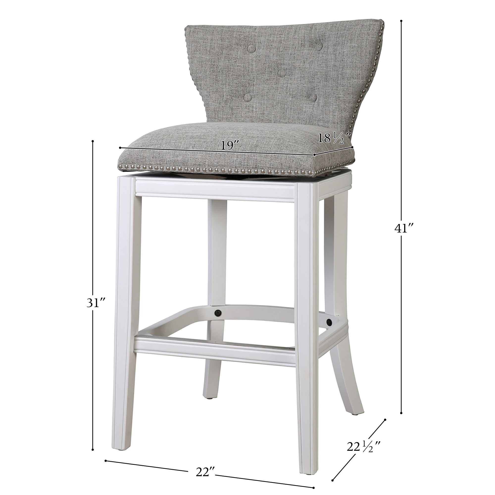 Image 6 Stella 31" Gray Tufted Fabric Swivel Bar Stool more views