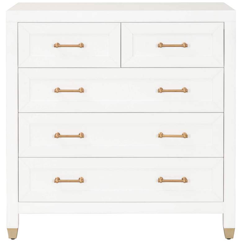 Image 1 Stella 39 1/2"W Matte White Wood 5-Drawer High Accent Chest