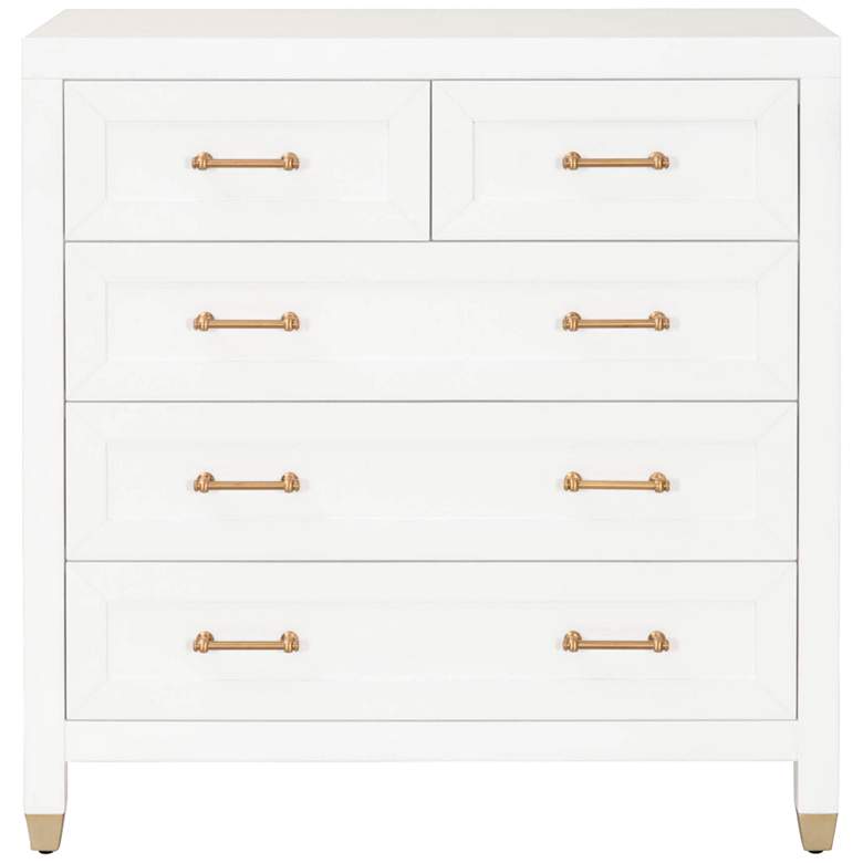 Image 1 Stella 39 1/2 inchW Matte White Wood 5-Drawer High Accent Chest