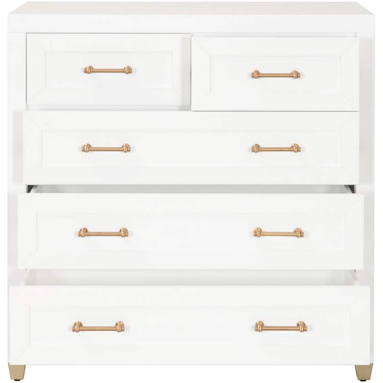 Image 2 Stella 39 1/2 inchW Matte White Wood 5-Drawer High Accent Chest more views