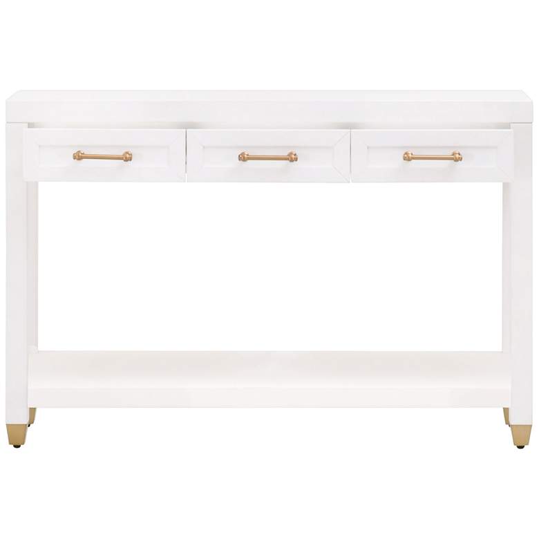Image 1 Stella 47 1/4 inchW Matte White 3-Drawer Narrow Console Table