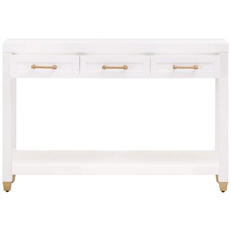 Image 1 Stella 47 1/4"W Matte White 3-Drawer Narrow Console Table