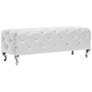 Stella 54" Wide Crystal Tufted Contemporary White Bench
