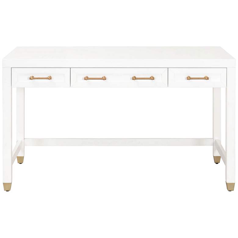Image 2 Stella 54" Wide Matte White 3-Drawer Wood Desk