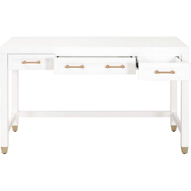 Image 3 Stella 54 inch Wide Matte White 3-Drawer Wood Desk more views