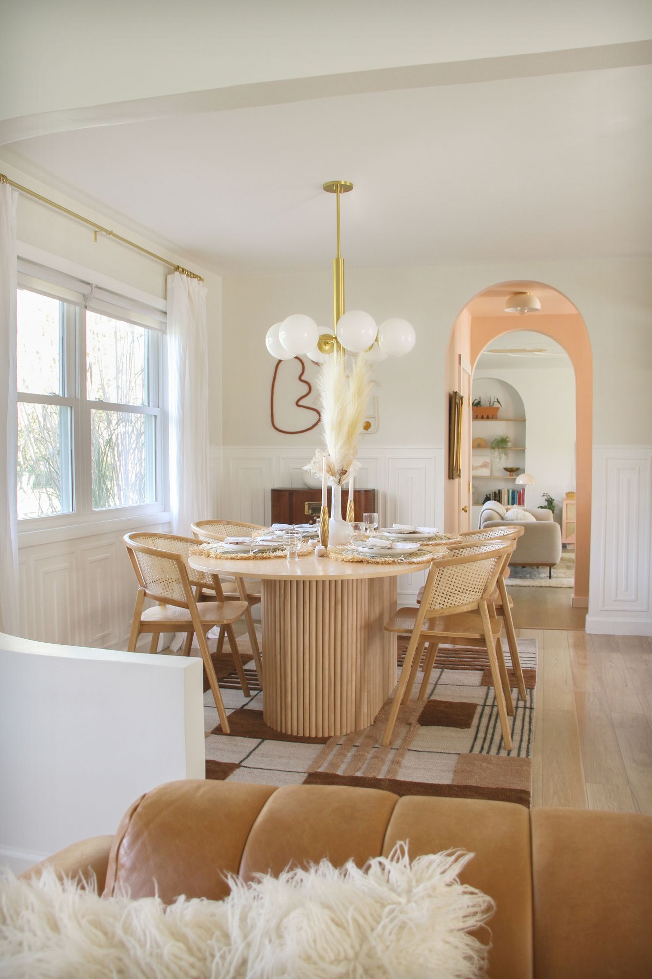 Image 4 Stella - 6-Light Chandelier - Aged Brass Finish - Opal Shiny Glass more views