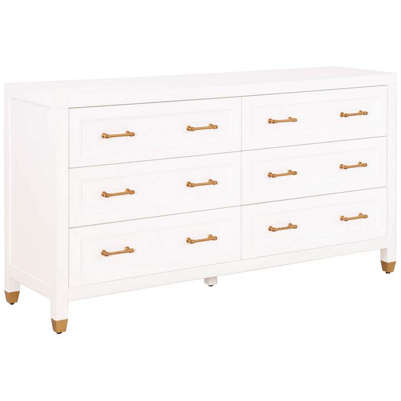 Image 1 Stella 66" Wide Matte White Wood 6-Drawer Double Dresser