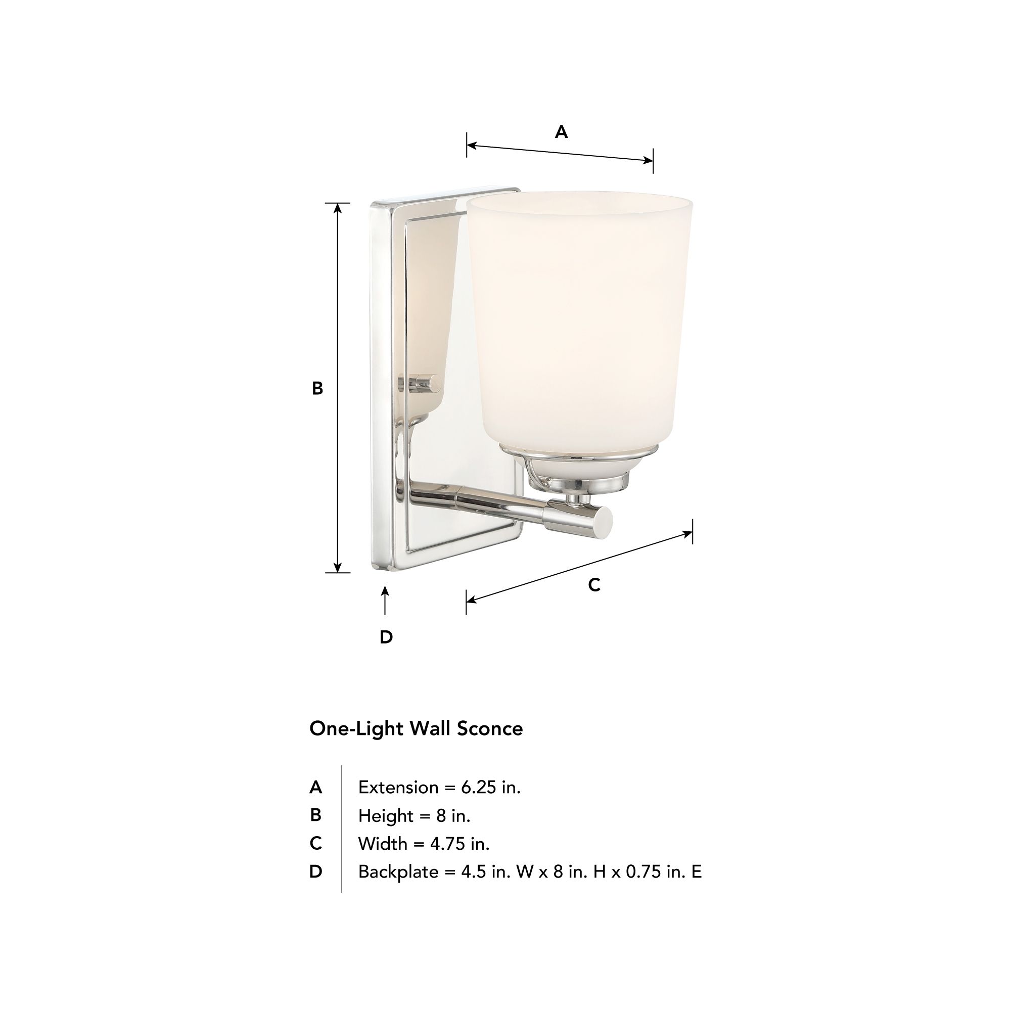 Image 7 Stella 8 in. 1-Light Polished Nickel Modern Wall Sconce Light more views