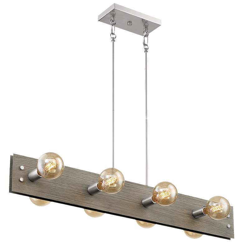 Image 1 Stella; 8 Light; Island Pendant; Driftwood Finish w/ Brushed Nickel Accents