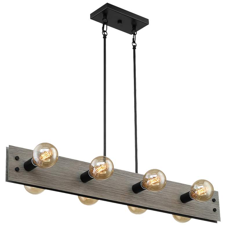 Image 1 Stella; 8 Light; Island Pendant Fixture; Driftwood Finish w/ Black Accents