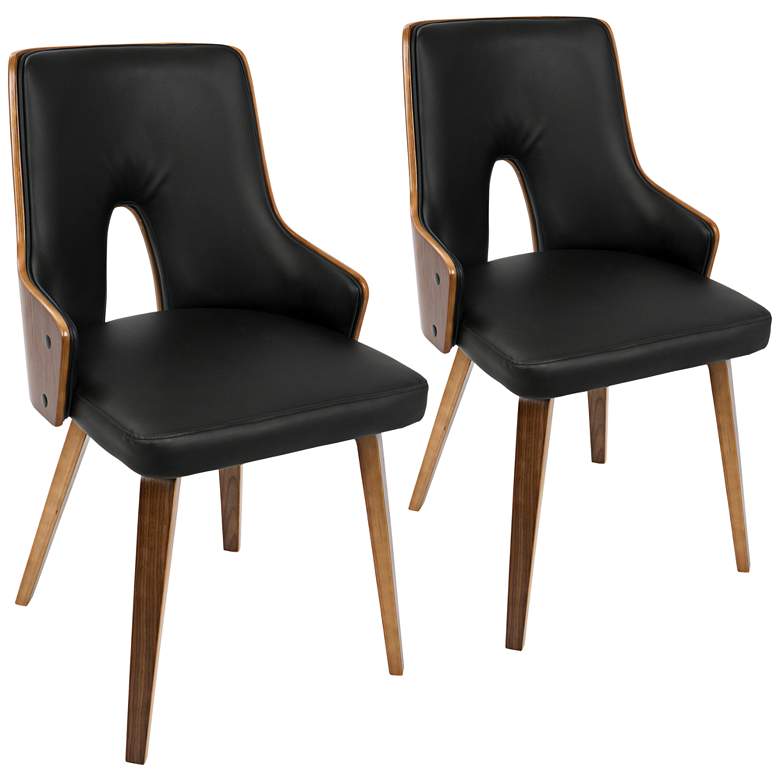 Image 1 Stella Black Faux Leather Dining Chair Set of 2