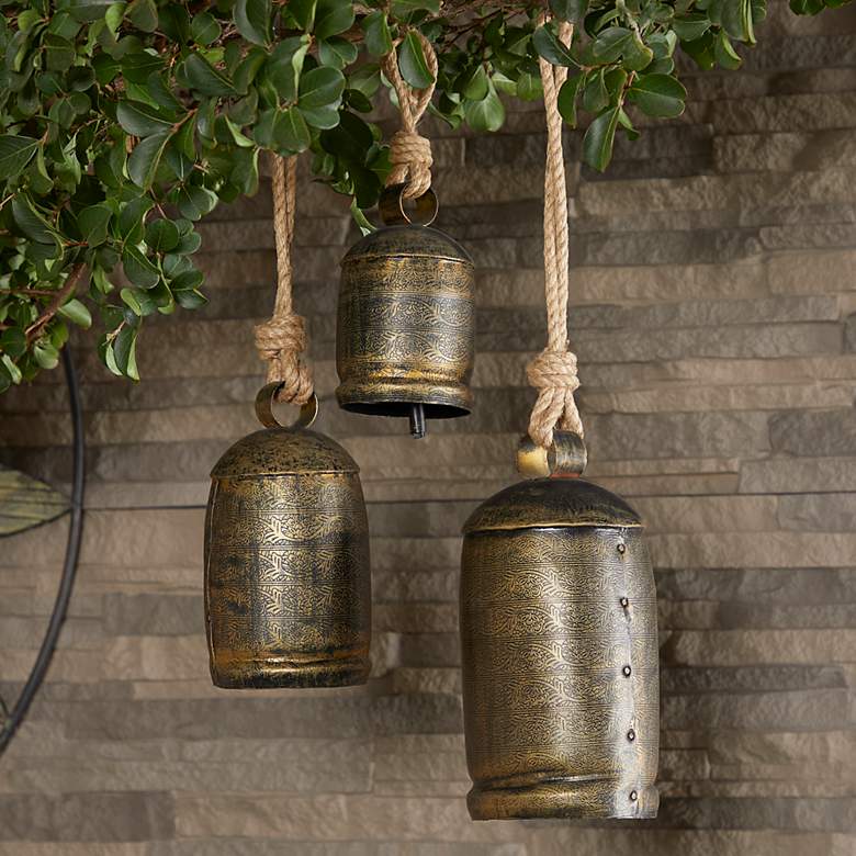 Image 1 Stella Bronze Metal Decorative Cow Bells with Ropes Set of 3