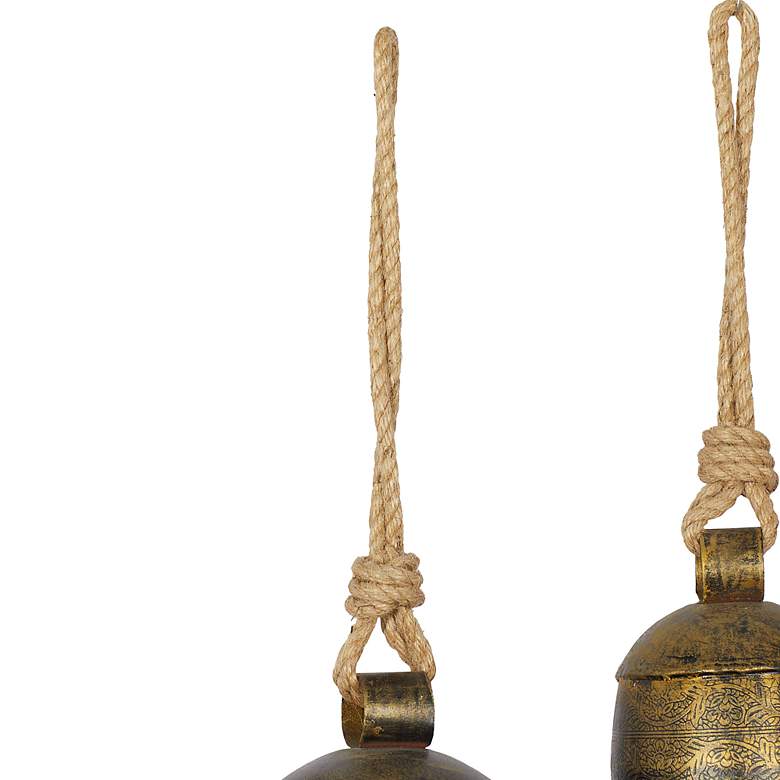 Image 3 Stella Bronze Metal Decorative Cow Bells with Ropes Set of 3 more views