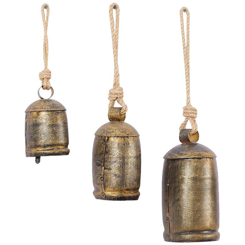 Image 6 Stella Bronze Metal Decorative Cow Bells with Ropes Set of 3 more views