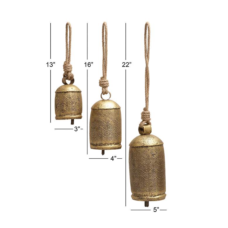 Image 7 Stella Bronze Metal Decorative Cow Bells with Ropes Set of 3 more views