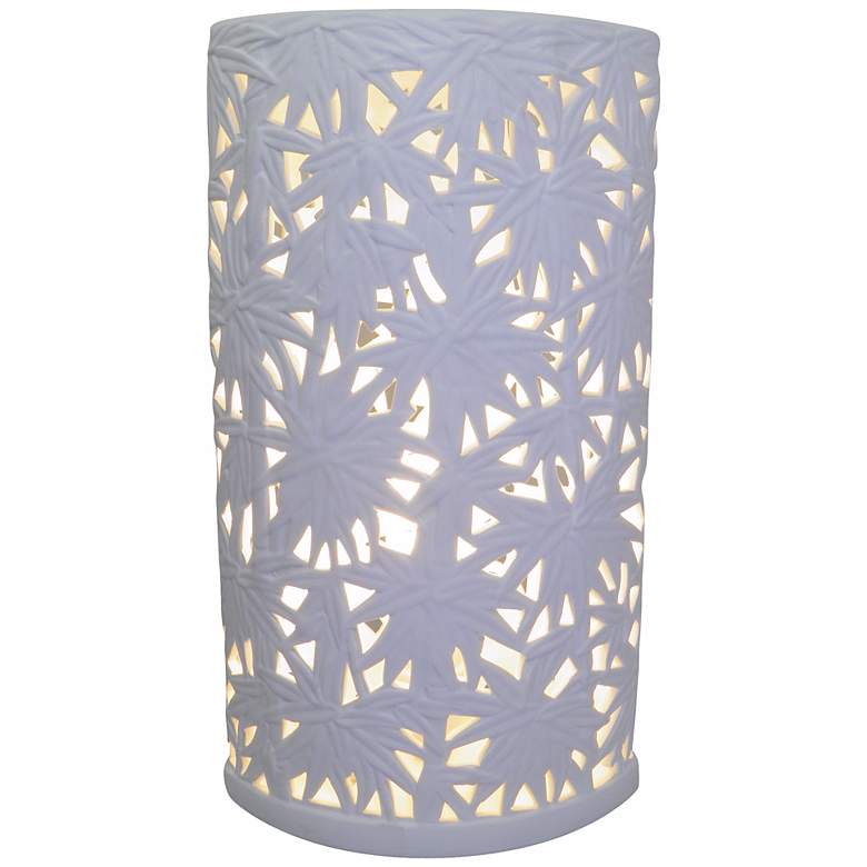 Image 1 Stella Carved Tropical White Ceramic Accent Uplight