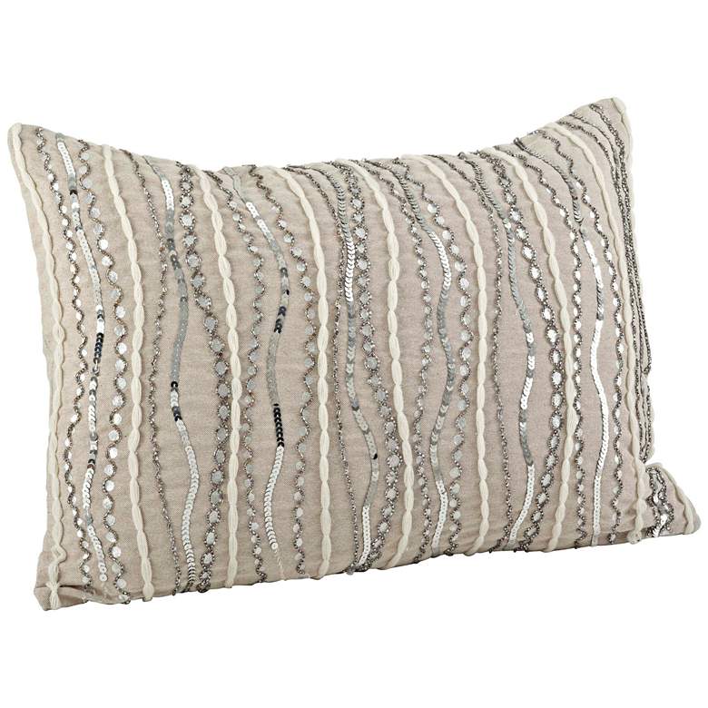 Image 1 Stella Cotton Chambray 20 inchx14 inch Silver Beaded Pillow