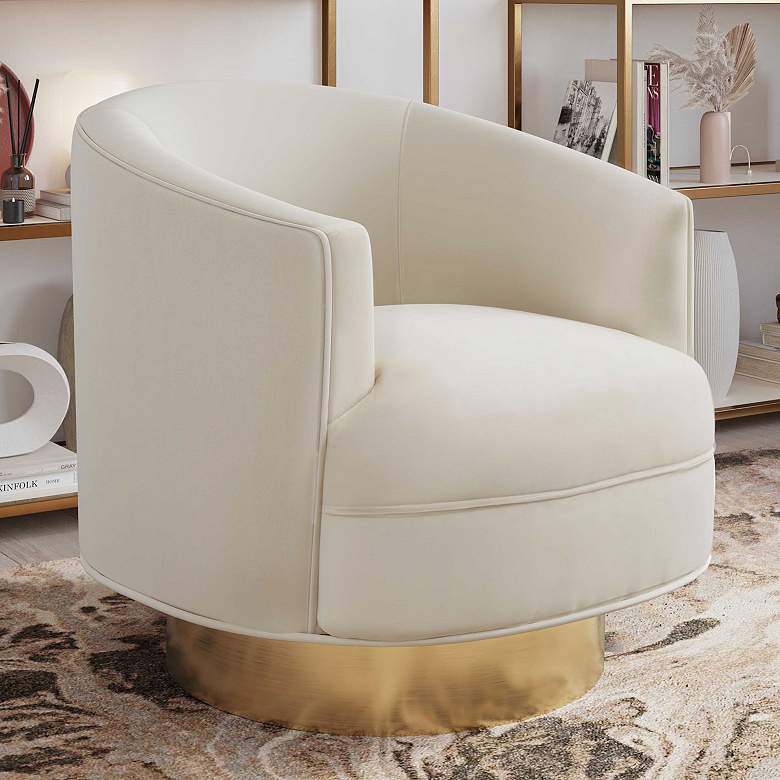 Image 1 Stella Cream Velvet Swivel Chair