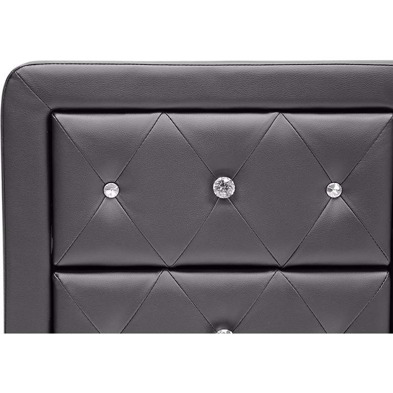 Image 3 Stella Crystal Tufted Black Upholstered Modern Nightstand more views