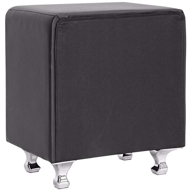 Image 4 Stella Crystal Tufted Black Upholstered Modern Nightstand more views