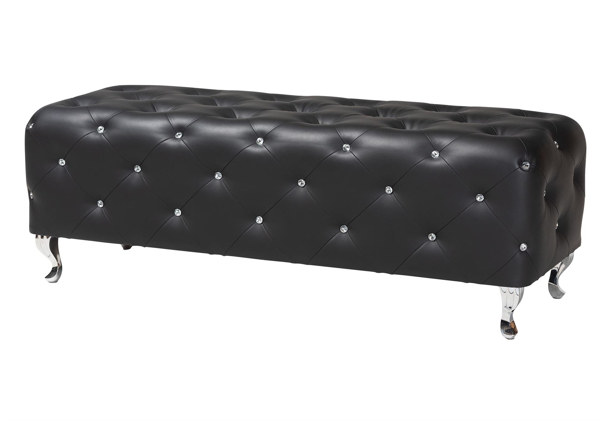 Image 2 Stella Crystal Tufted Modern Black Bench