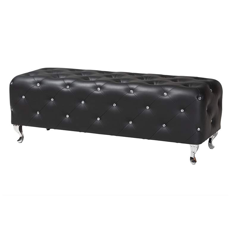 Image 2 Stella Crystal Tufted Modern Black Bench