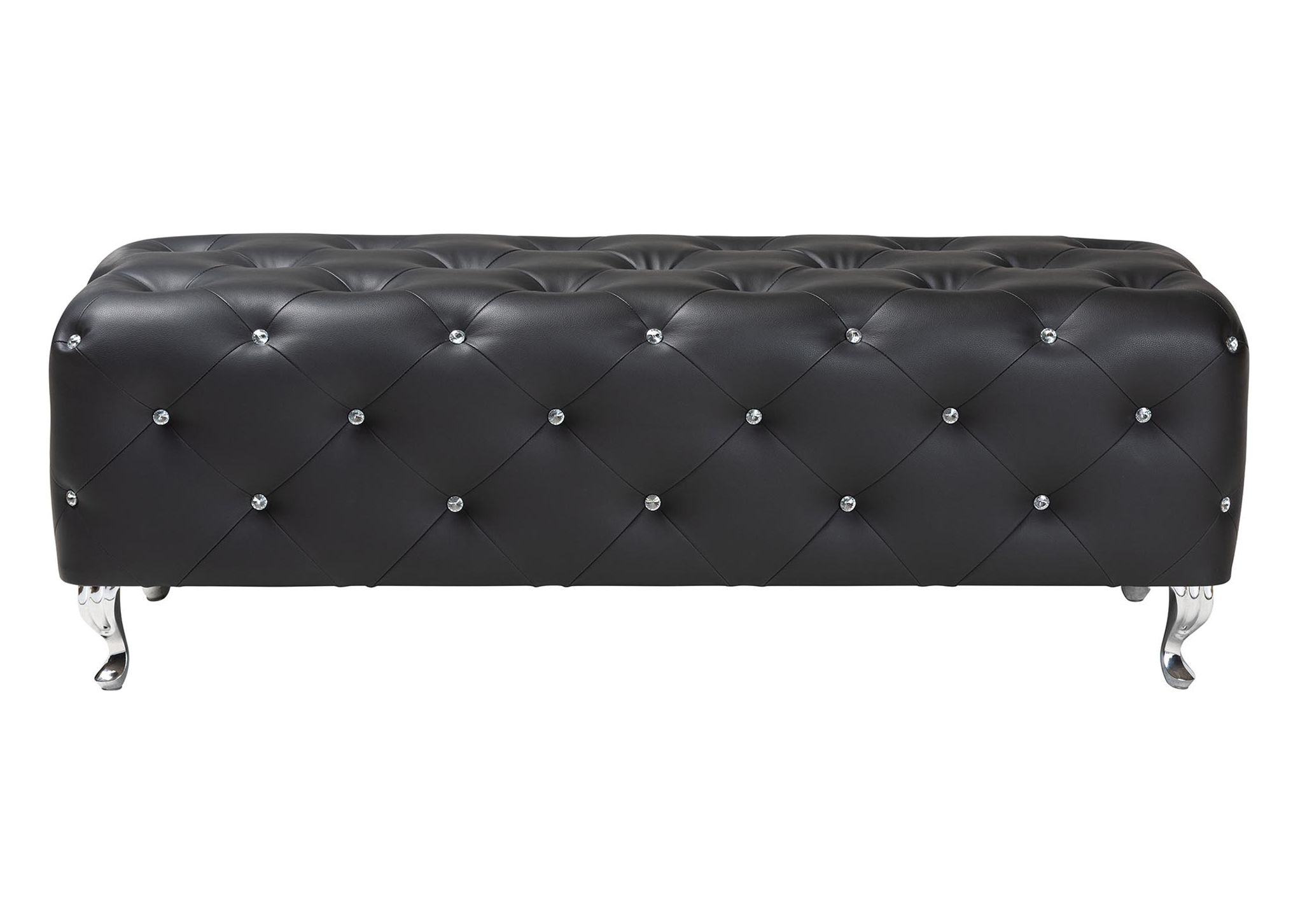 Image 6 Stella Crystal Tufted Modern Black Bench more views