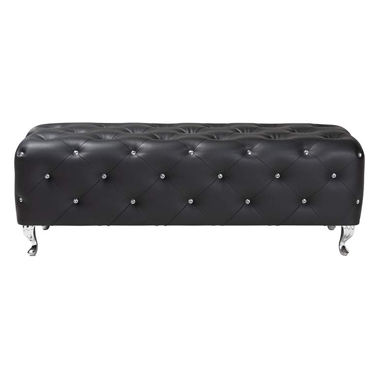 Image 6 Stella Crystal Tufted Modern Black Bench more views