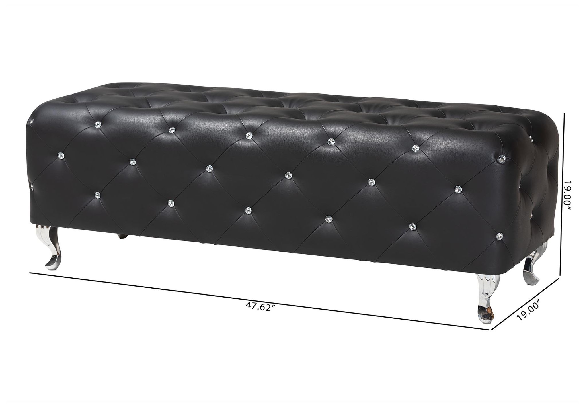 Image 7 Stella Crystal Tufted Modern Black Bench more views