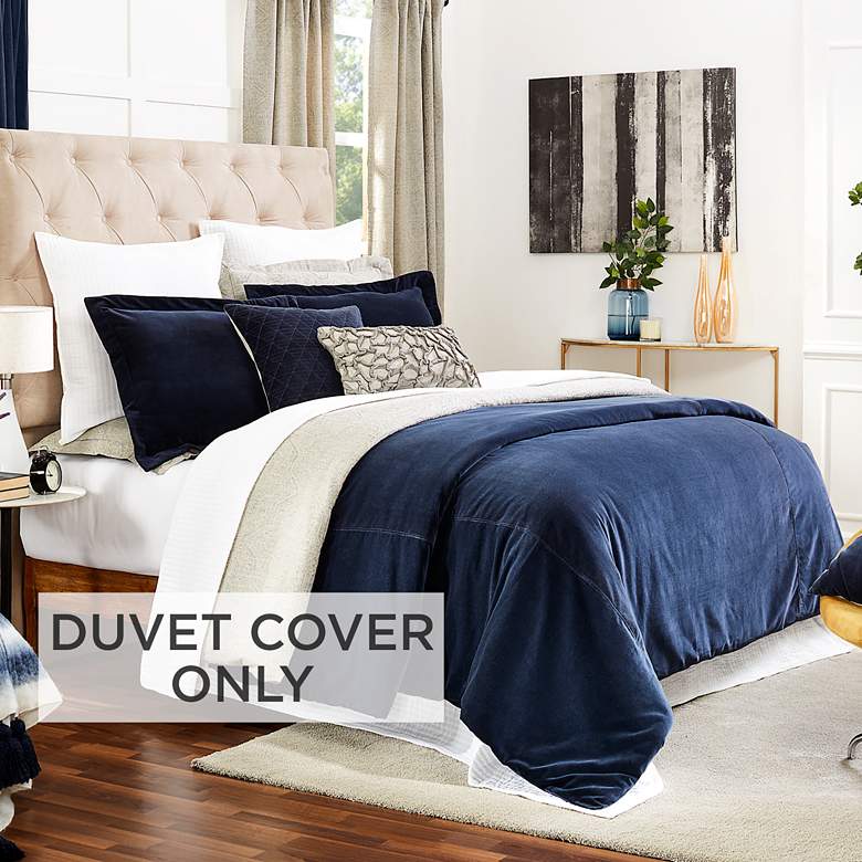 Image 2 Stella Navy Velvet Fabric Queen Duvet Cover