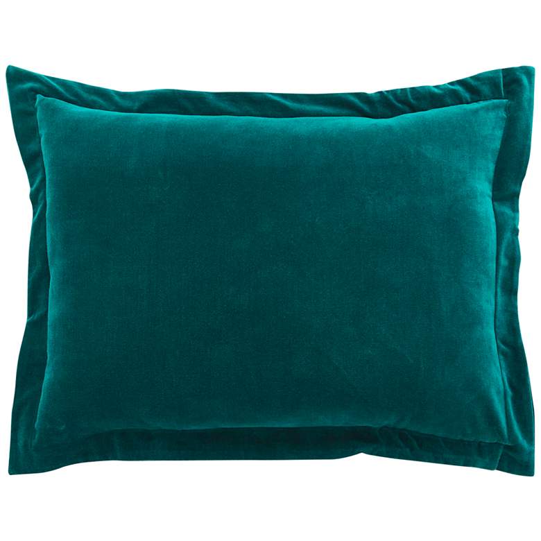 Image 1 Stella Teal Velvet Fabric 26 inch x 20 inch Standard Sham