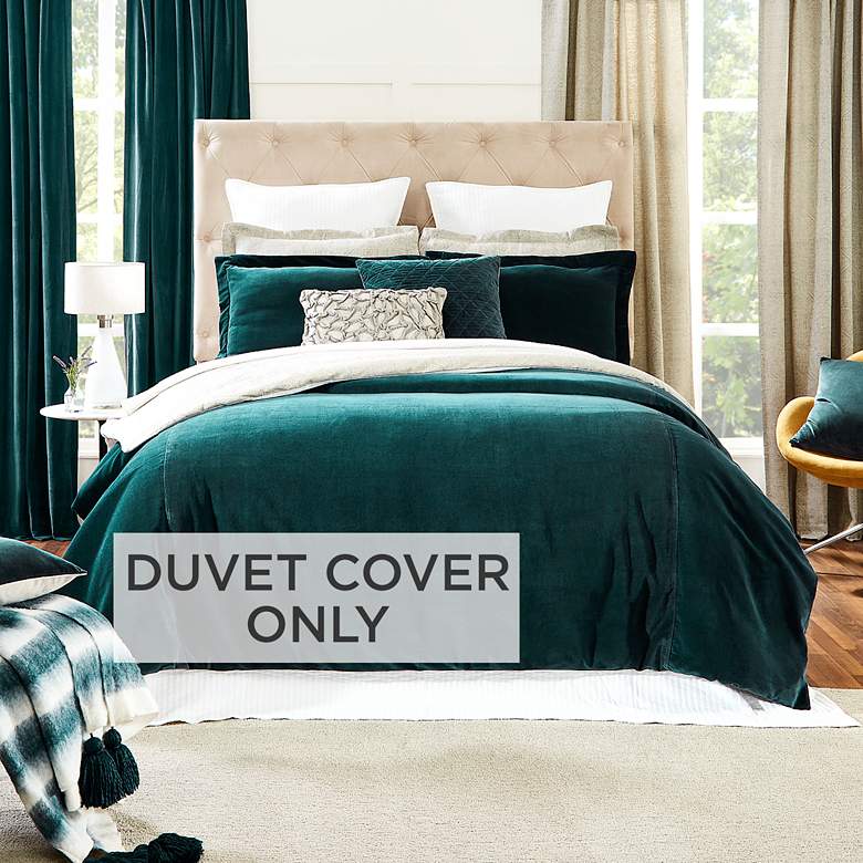 Image 1 Stella Teal Velvet Fabric Queen Duvet Cover